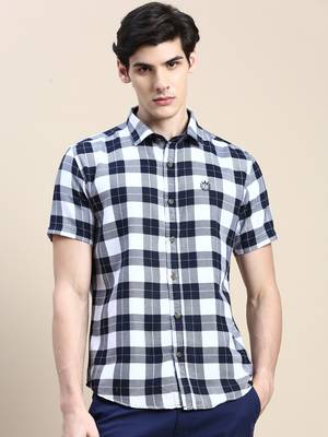 men's short sleeves shepherd checks white shirt 2