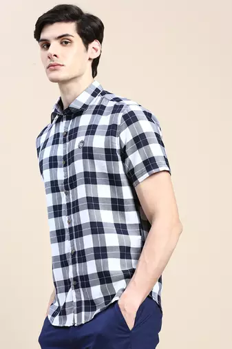 men's short sleeves shepherd checks white shirt