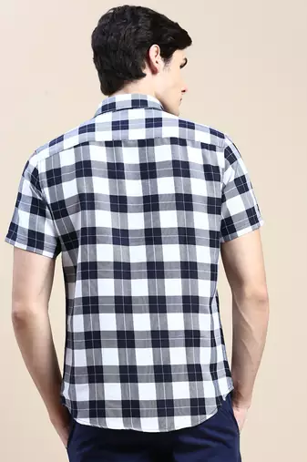 men's short sleeves shepherd checks white shirt