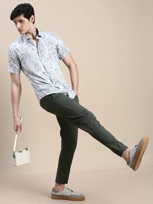 men's short sleeves floral cream shirt 5