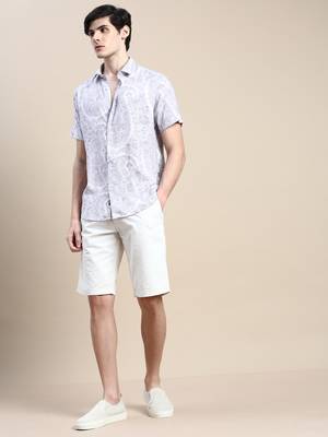 men's short sleeves floral pink shirt 5