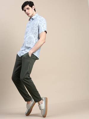 men's short sleeves floral grey shirt 5