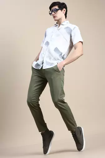 men's short sleeves abstract cream shirt