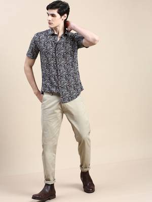 men's short sleeves ethnic motifs black shirt 5