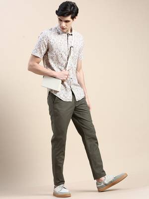 men's short sleeves ethnic motifs cream shirt 5