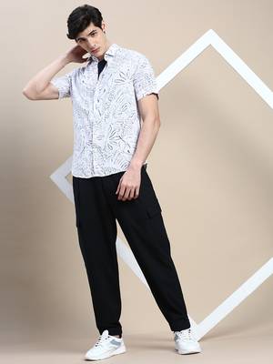 men's short sleeves floral pink shirt 5
