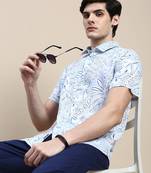 Showoff men's short sleeves floral blue shirt