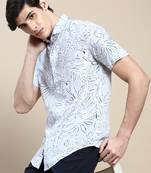 men's short sleeves abstract grey shirt