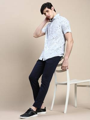 men's short sleeves abstract grey shirt 5