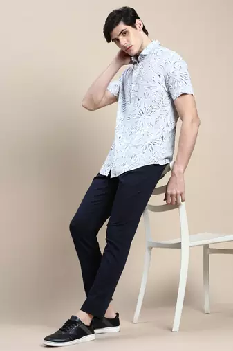 men's short sleeves abstract grey shirt