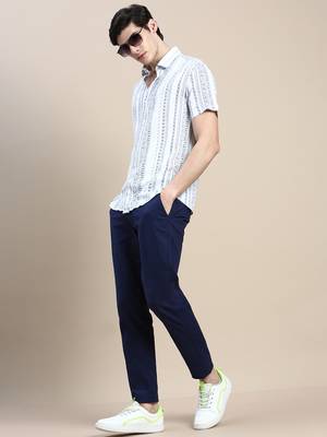 Showoff men's short sleeves ethnic motifs white shirt 5