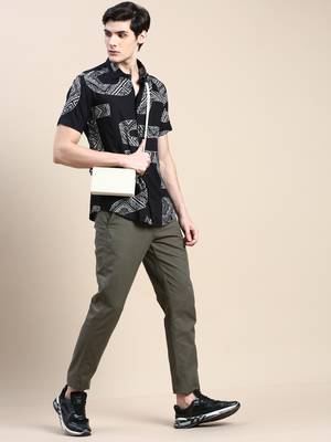 men's short sleeves ethnic motifs black shirt 5