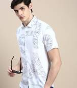 men's short sleeves ethnic motifs white shirt