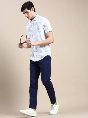 men's short sleeves ethnic motifs white shirt 5