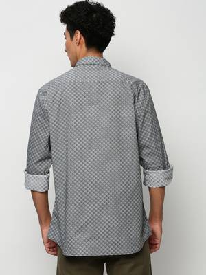 men's long sleeves geometric black shirt 4