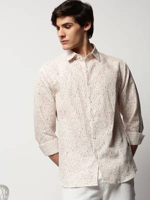 men's long sleeves abstract white shirt 1