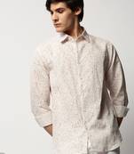 men's long sleeves abstract white shirt