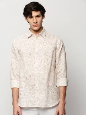 men's long sleeves abstract white shirt 2