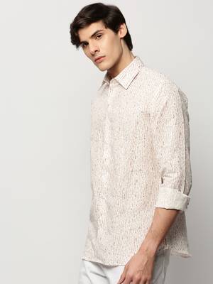 men's long sleeves abstract white shirt 3