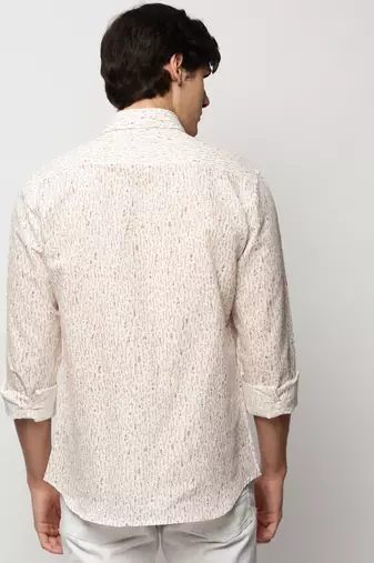 men's long sleeves abstract white shirt