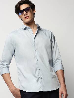 men's long sleeves solid blue shirt 1