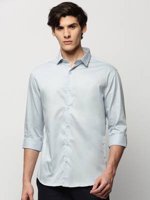 men's long sleeves solid blue shirt 2