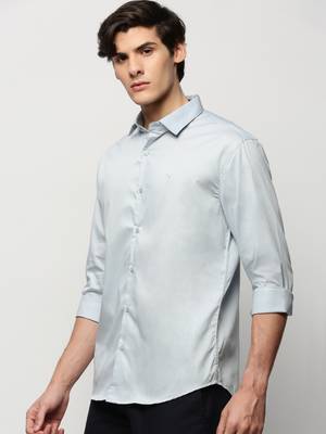 men's long sleeves solid blue shirt 3