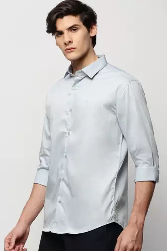men's long sleeves solid blue shirt