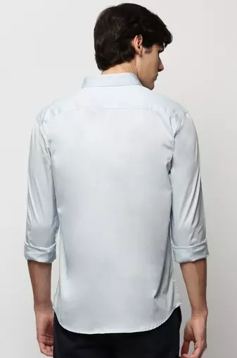 men's long sleeves solid blue shirt