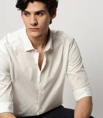 men's long sleeves solid white shirt