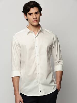 men's long sleeves solid white shirt 2