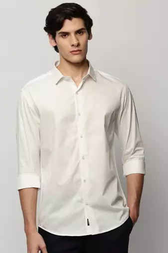 men's long sleeves solid white shirt