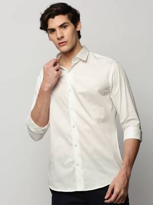men's long sleeves solid white shirt 3