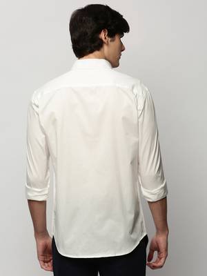 men's long sleeves solid white shirt 4