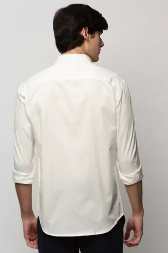 men's long sleeves solid white shirt