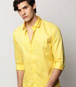 men's long sleeves solid yellow shirt