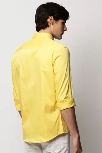 men's long sleeves solid yellow shirt
