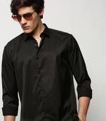 men's long sleeves solid black shirt