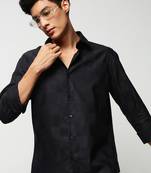 men's long sleeves windowpane checks navy blue shirt