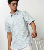 men's short sleeves ethnic motifs white shirt