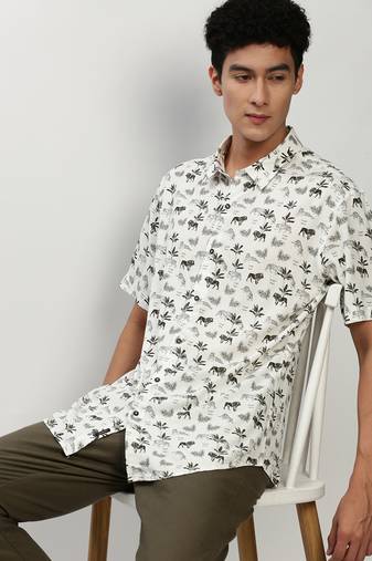 men's short sleeves conversational white shirt