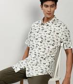 men's short sleeves conversational white shirt