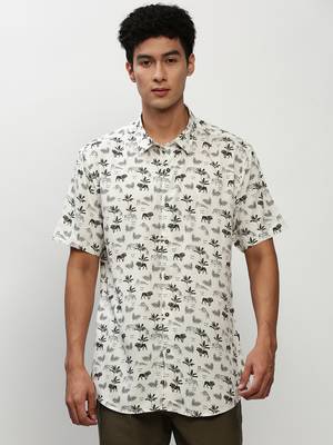 men's short sleeves conversational white shirt 2
