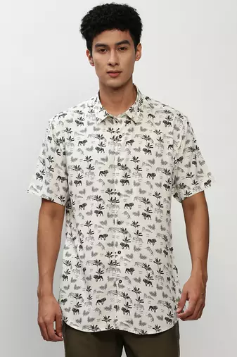 men's short sleeves conversational white shirt