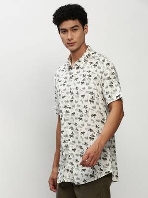 men's short sleeves conversational white shirt 3