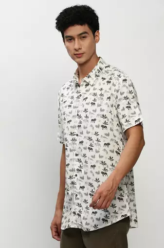 men's short sleeves conversational white shirt