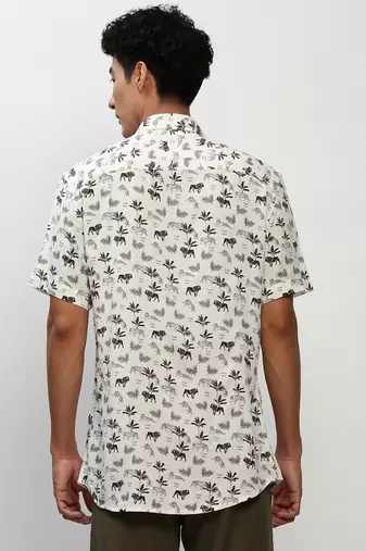 men's short sleeves conversational white shirt