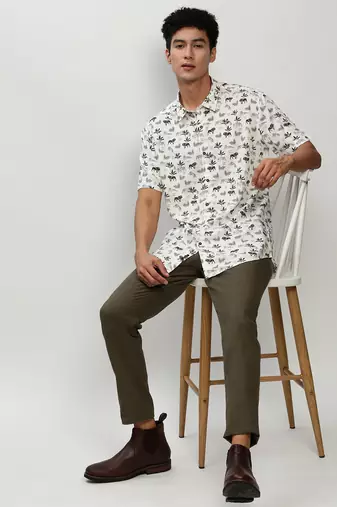 men's short sleeves conversational white shirt