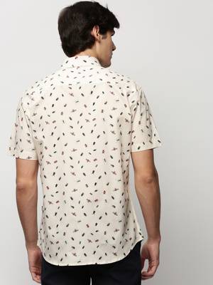 men's short sleeves conversational cream shirt 4