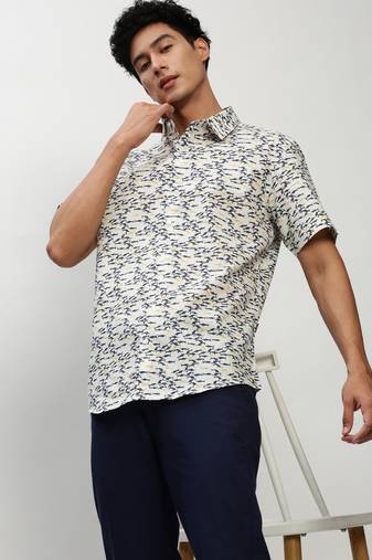 men's short sleeves conversational white shirt